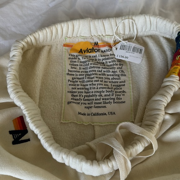 Aviator Nation 5 stripe Sweatpants- Vintage White  NWT - Picture 4 of 5